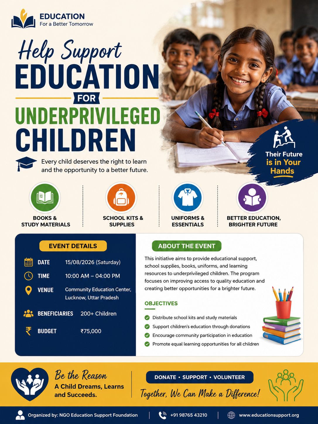 Help Support Education for Underprivileged Children